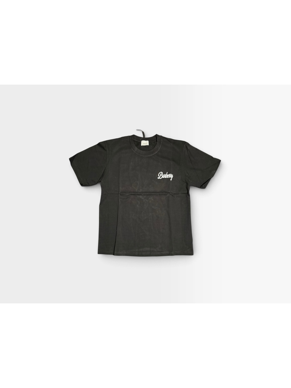 Black Burberry script logo T-shirt with stacked back print